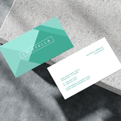 Elegant   Trendy Geometric Mint Green Shades Business Card