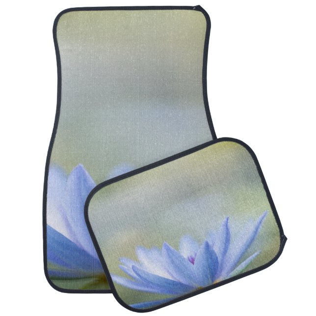 Elegant Trendy Girly, Blue Lotus  Car Floor Mat (Set)