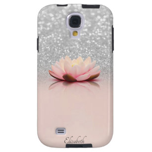 Elegant Trendy Girly, Lotus Silver Glitter Bokeh Galaxy S4 Case
