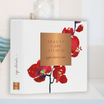 Elegant trendy glam monogrammed business office 3 ring binder<br><div class="desc">Chic girly glamorous professional organizer or client appointment book binder featuring a beautiful watercolor hand painted red floral branch with a gold copper metallic geometric square monogram and business name labels. Perfect for a stylish feminine sophisticated business image for beauty salon, makeup artist studio, hairstylist, fashion stylist, home interior decorator,...</div>