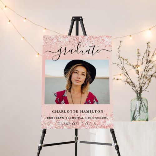 Elegant Trendy Glitter Photo Graduation Party  Foa Foam Board