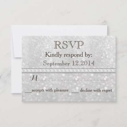 Elegant trendy glitter romantic pearl wedding RSPV RSVP Card