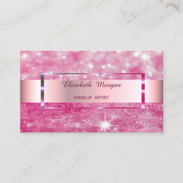 Elegant Trendy Glitter Stripe  Frame Business Card (Front)