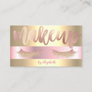 Elegant Trendy Glittery Lashes,Gold  Makeup Artist Business Card