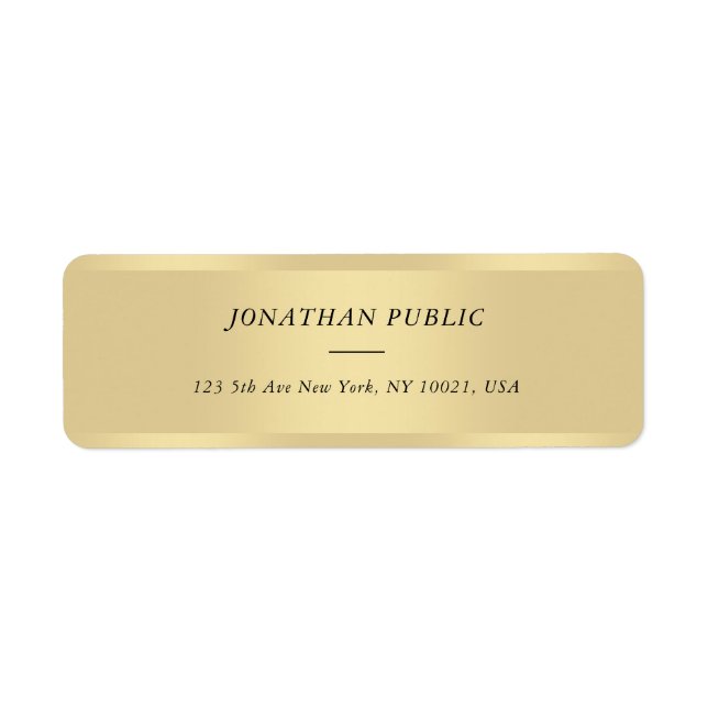Elegant Trendy Gold Cursive Text Name Modern Label (Front)