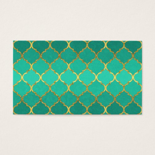 Elegant trendy gold faux glitter quatrefoil business card template