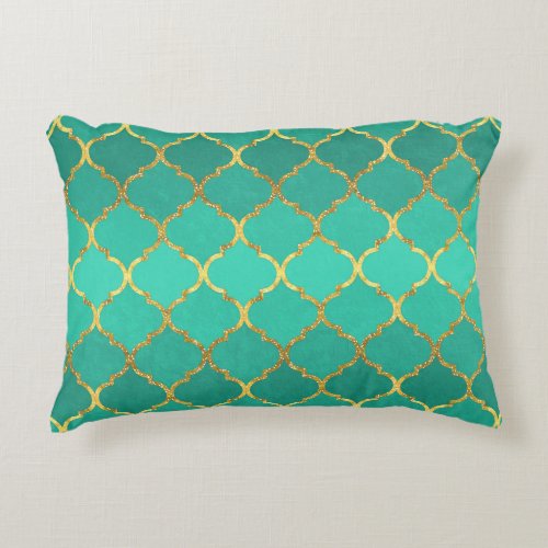 Elegant trendy gold faux glitter quatrefoil decorative pillow