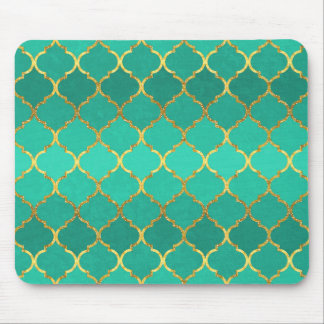 Elegant trendy gold faux glitter quatrefoil mouse pad