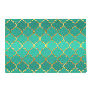 Elegant trendy gold faux glitter quatrefoil placemat