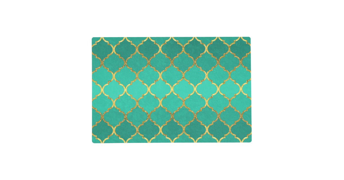 Elegant trendy gold faux glitter quatrefoil placemat Zazzle