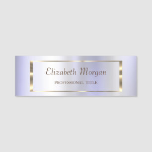 Elegant Trendy, Gold Frame Lavander Name Tag
