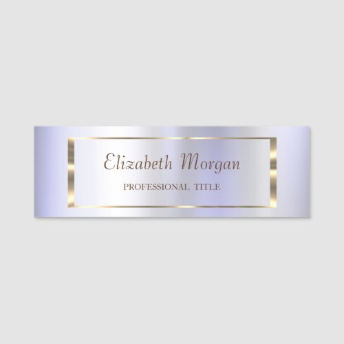 Elegant Trendy Gold Frame Lavander Name Tag