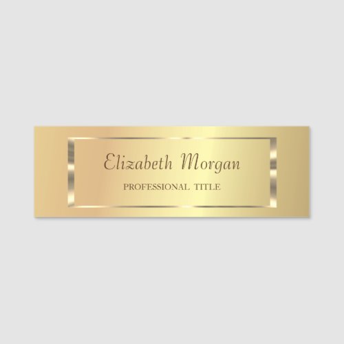 Elegant Trendy Gold Frame Name Tag