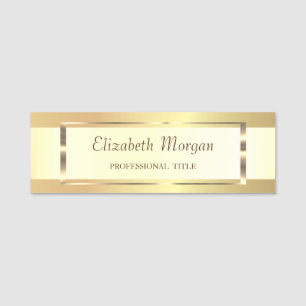 Elegant Trendy, Gold Frame,Stripe Name Tag