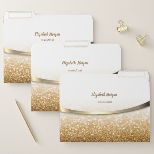 Elegant Trendy  Gold  Glitter Bokeh  Pattern File Folder