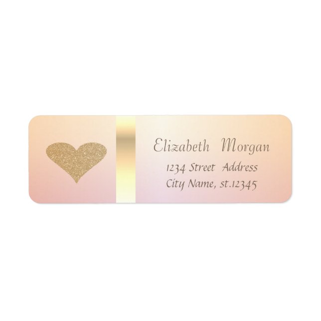 Elegant Trendy  Gold Glittery Heart Label (Front)