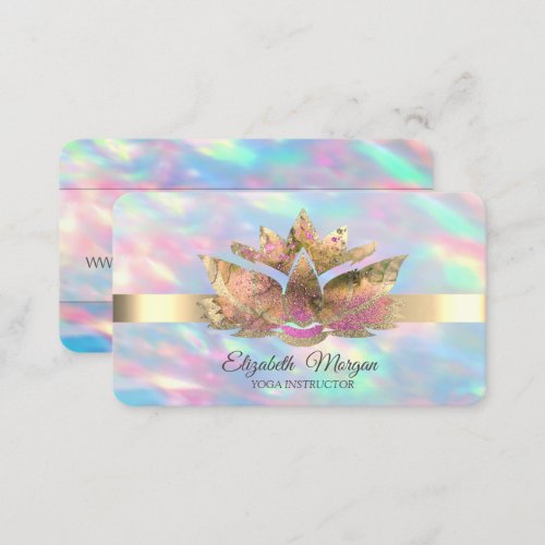 Elegant Trendy GoldIridescent Opal Lotus  Business Card