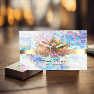 Elegant Trendy Gold,Opal Lotus Business Card