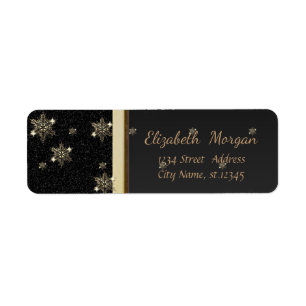 Elegant Trendy Gold Snowflakes ,Black Label