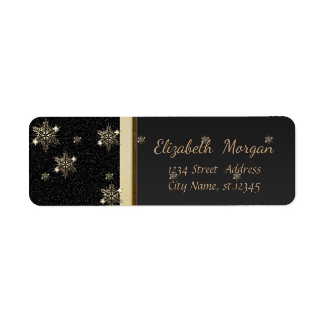 Elegant Trendy Gold Snowflakes ,Black Label (Front)