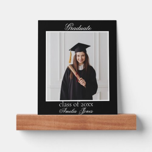 Elegant trendy Graduation Photo with White Script  Picture Ledge