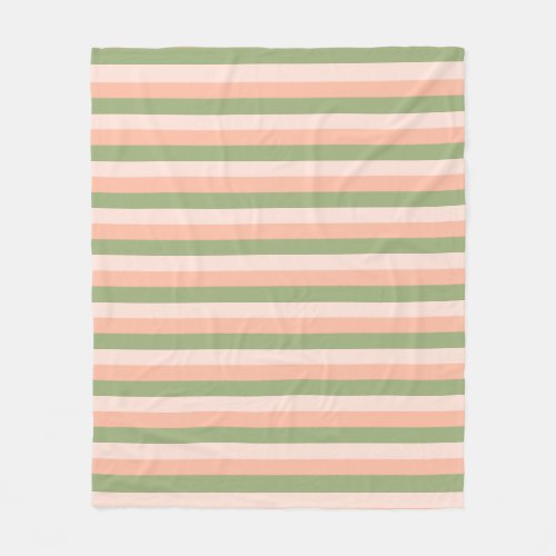 Elegant Trendy Green Pink Orange Striped Template Fleece Blanket