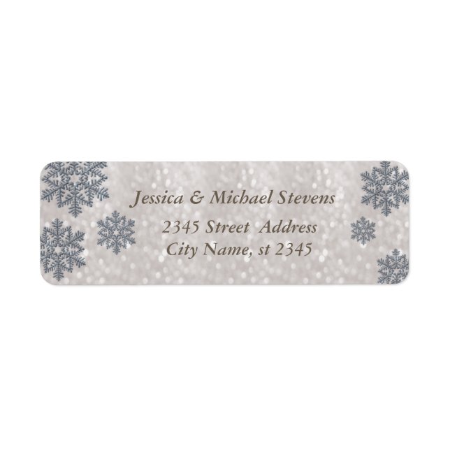 Elegant trendy holiday Christmas snowflake glitter Label (Front)
