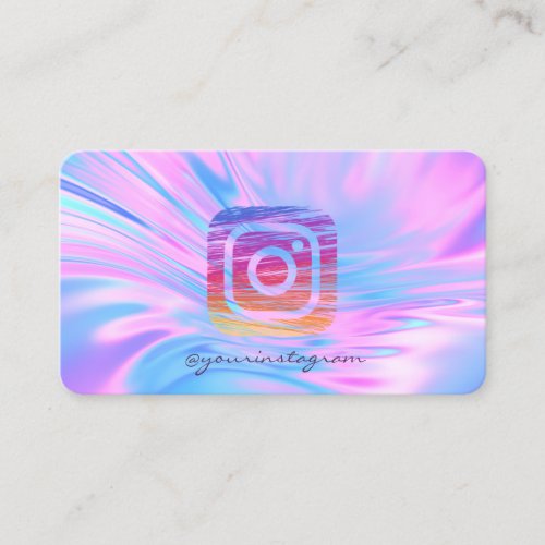 Elegant Trendy Holographic Instagram Social Media  Business Card