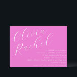 Elegant Trendy Hot Pink Script Minimal Bat Mitzvah Invitation<br><div class="desc">This contemporary bat mitzvah invitation features a minimalist horizontal composition and a beautiful script calligraphy in Trendy Hot Pink.</div>