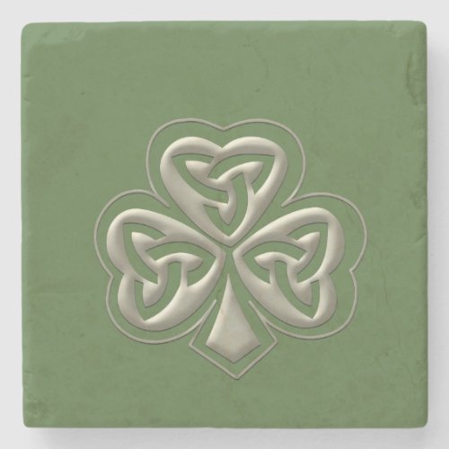 Elegant trendy lucky Irish shamrock Stone Coaster