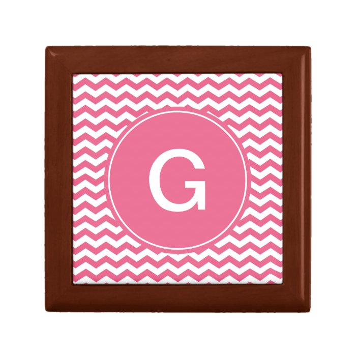 Elegant trendy, lucky pink chevron monogram jewelry box
