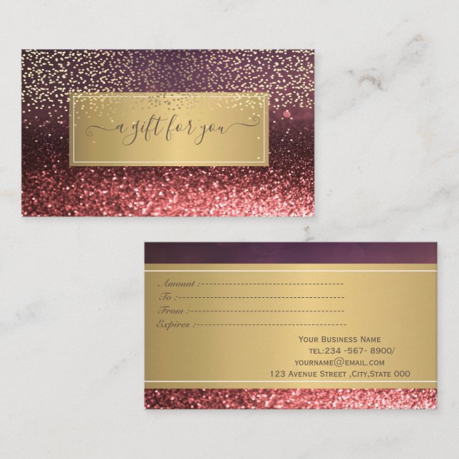 Elegant Trendy Luxury Glitter Bokeh Gold Confetti Discount Card (Front/Back)