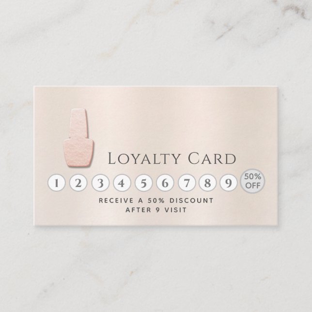 Elegant trendy luxury pearl  nails loyalty card (Front)