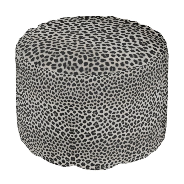 Elegant Trendy Luxury White Leopard Collection Pouf (Angled Front)