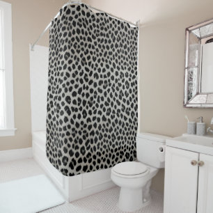 Elegant Trendy Luxury White Leopard Collection Shower Curtain