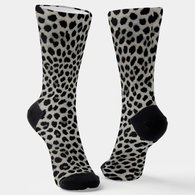 Elegant Trendy Luxury White Leopard Collection Socks (Angled)