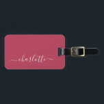 Elegant Trendy Magenta Script Name Personalized  Luggage Tag<br><div class="desc">Elegant Trendy Magenta Script Name Personalized Luggage Tag</div>