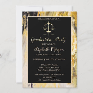 Elegant Trendy Marble Law School Graduation Party Invitation