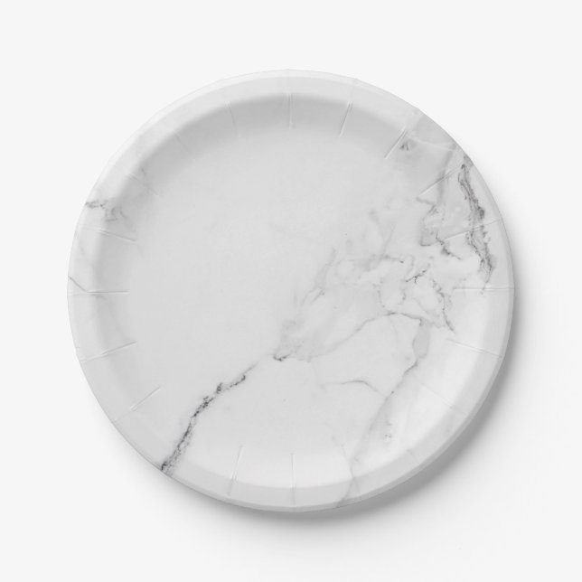 Elegant Trendy Marble Stylish Modern Paper Plates (Front)
