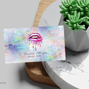Elegant Trendy Metallic Dripping Lips Opal Business Card