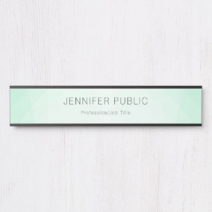 Elegant Trendy Mint Green Modern Minimalist Door Sign