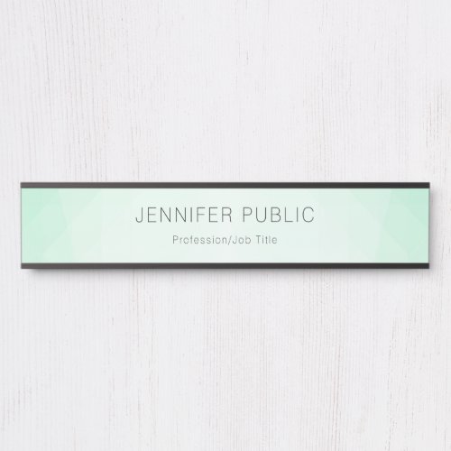 Elegant Trendy Mint Green Modern Minimalist Door Sign
