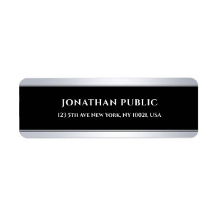 Elegant Trendy Modern Black Silver Background Chic Label