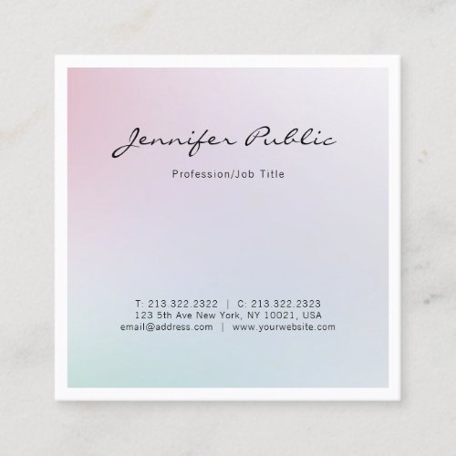 Elegant Trendy Modern Chic Design Professional Square Business Card