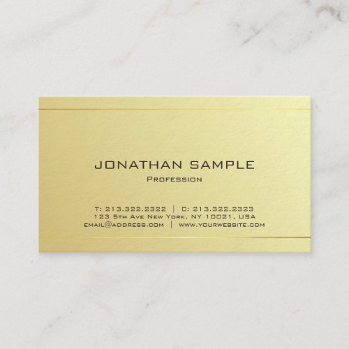 Elegant Trendy Modern Gold Look Minimalist Luxury Business Card