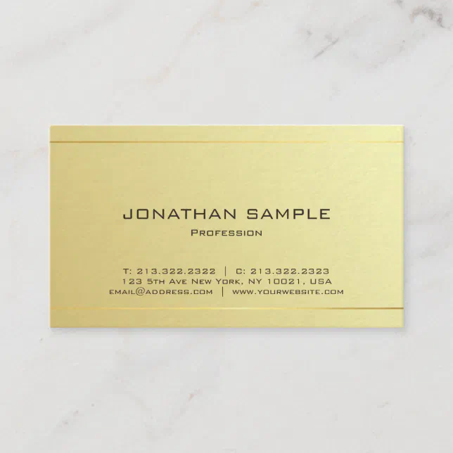 Elegant Trendy Modern Gold Look Minimalist Luxury Business Card | Zazzle