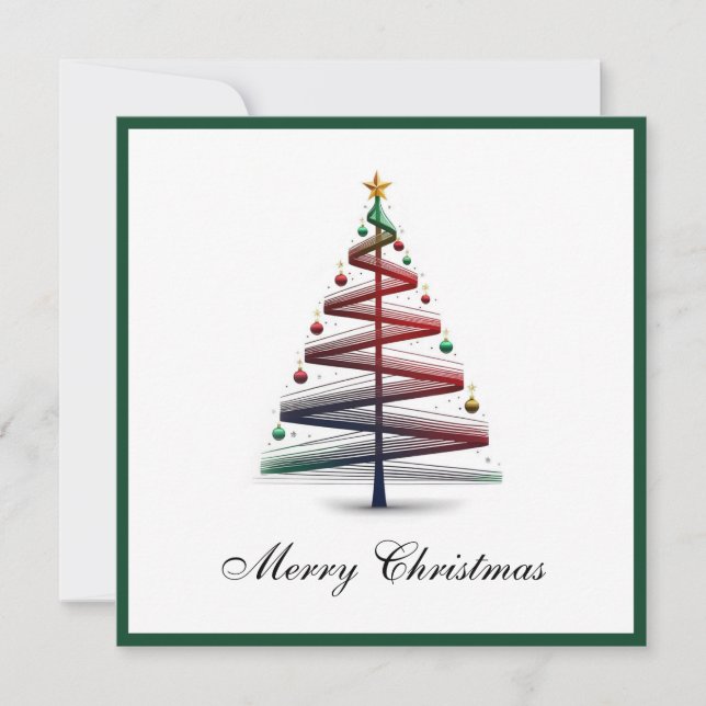Elegant Trendy Modern Simple Christmas Tree  Holiday Card (Front)