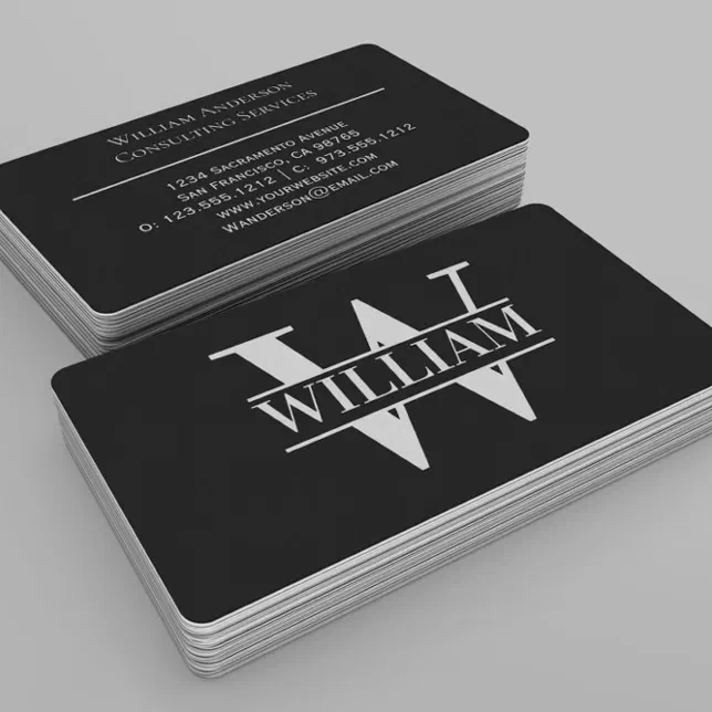 Elegant Trendy Modern Simple Monogram Personalized Business Card | Zazzle