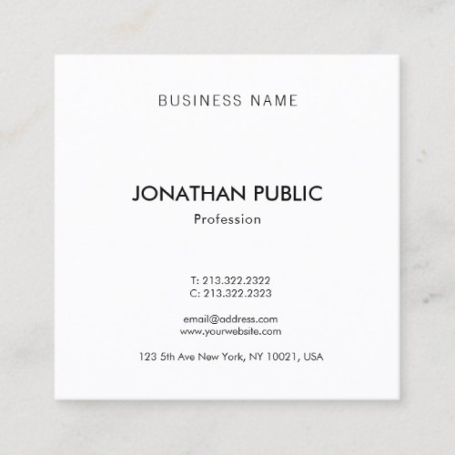 Elegant Trendy Modern Template Professional Top Square Business Card