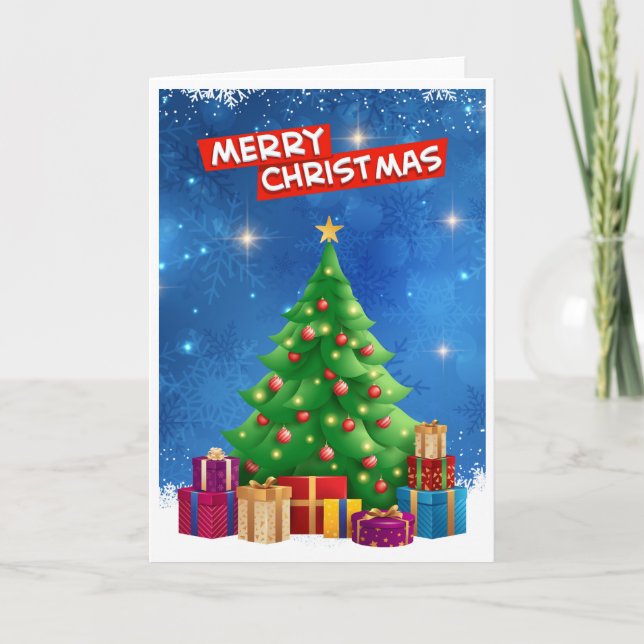 Elegant Trendy Non Photo Christmas Tree Folded  Card (Front)